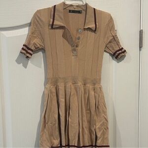 JM Collection Beige Mini Dress with Maroon Trim